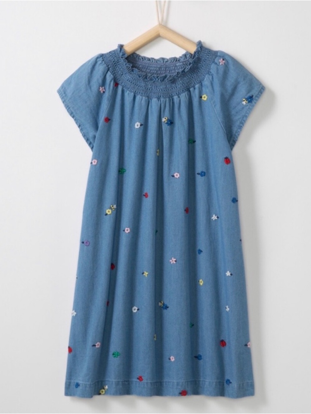 Hanna Andersson Blue Embroidered Floral Casual Dress